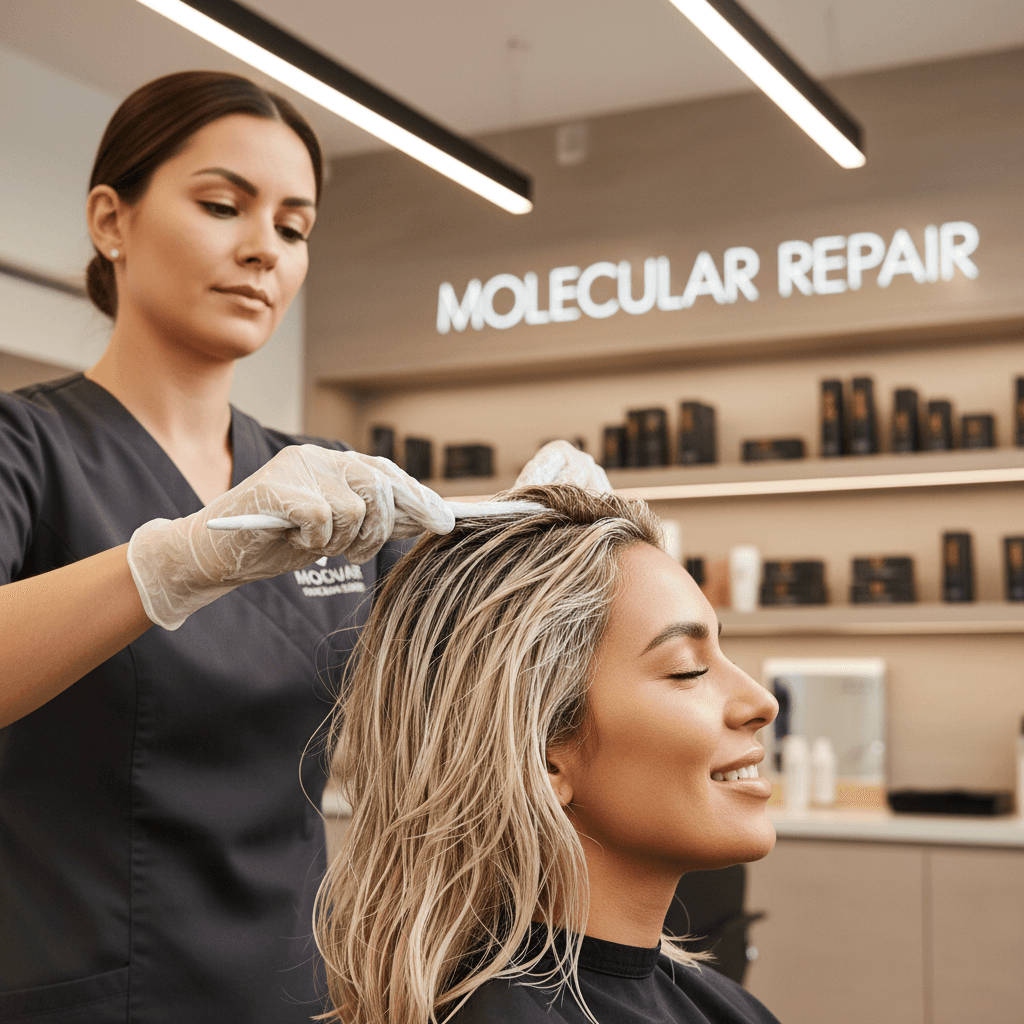 Aplicación de reparación molecular en cabello dañado